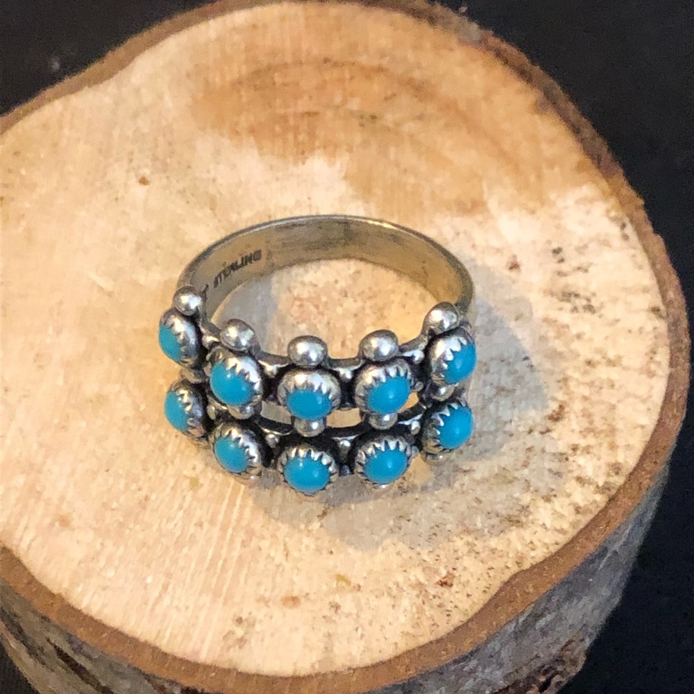 Silver and turquoise color ring